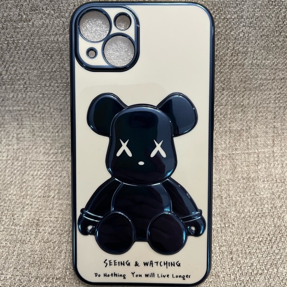 Electroplate Blue Violent Bear in White Background iPhone Case - Picture 5 of 10